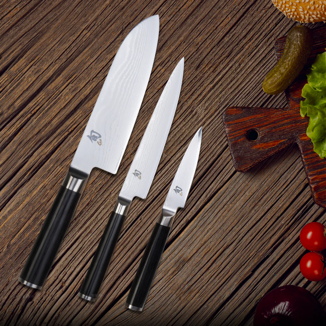 Kai Shun Classic Kitchen Knife Set (Santoku 7'', Utility 6'' and Paring Knife 3.5'') - Image 3